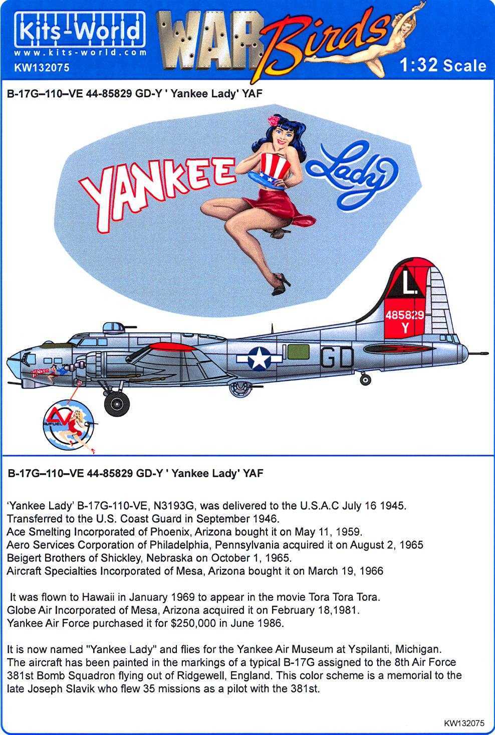 Kits World Decals 1/32 BOEING B17G FLYING FORTRESS Yankee Lady eBay
